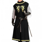 Rankų darbo siuvinys Viduramžių Helovino riterio vikingo tunika Cosplay kostiumas Mar&scaron;kiniai Vyri&scaron;ki kostiumai Renesanso siurkotas Tabardas LARP M juoda