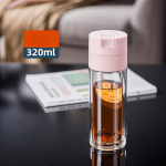 Stiklinis puodelis Dvigubas kar&scaron;čiui atsparus stiklas Apsauga nuo nusiplikymo Atidarykite dangtelį vienu spustelėjimu Ne&scaron;iojamas Arbatos ir vandens atskyrimas Verslo puodeliai 320-400ml