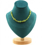 Pierres et Min&eacute;raux. Collier 20 perles P&eacute;ridot de Myanmar (Birmanie) Chaine en acier Collier femmes, hommes. Taille personnalisable.