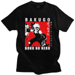 Klasikiniai anime mar&scaron;kinėliai Bakugo Katsuki vyrams trumpomis rankovėmis Boku No Hero Academia mar&scaron;kinėliai 100% medvilnė manga mar&scaron;kinėliai vir&scaron;ūnės atributika dovana XS juoda