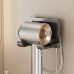 Plaukų džiovintuvo laikiklis prie sienos tvirtinamas suderinamas metalinis laikiklis su neslystančiu padėklu, priedų laikiklis miegamojo vonios lentynoms