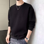 Vyri&scaron;ki madingi balti megzti vafliniai megztiniai &ndash; pavasario/rudens žakardo striukė, unisex Honkongo stiliaus. 2XL