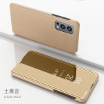 Prabangus i&scaron;manusis veidrodinis atverčiamas dėklas-stovas telefonui Oneplus Nord 2 5G, skirtas One plus Nord 2 6,43'' dėklui, Nord2 5G 2021 galinis dangtelis Oneplus Nord 2 auksas