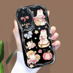 Mielas animacinių filmų ra&scaron;tų kreminės tekstūros korpusas, banguotas kra&scaron;tas, mink&scaron;tas silikoninis dangtelis telefono dėklas, skirtas Huawei Honor Infinix Tecno iPhone Infinix Hot 30 skaidri