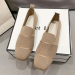 Vasaros Tinklelio Kvadratinis Pir&scaron;tas Kvėpuojantys Moteri&scaron;ki Batai Mada Tu&scaron;čiaviduriai Kasdieniai Plok&scaron;čiapadžiai Batai Moterims Zapatos De Mujer 2025 36 smėlis