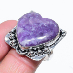 Lepidolite Stone Handmade 925 Sterling Silver Jewelry Ring Size 10 i2a66