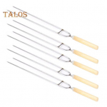 Nerūdijančio plieno kepsninės ie&scaron;meliai Dvi&scaron;akiai BBQ ie&scaron;meliai 36cm Kempingo grilio &scaron;akutės su medine rankena vi&scaron;čiukai krevetės kebabai 20PCS