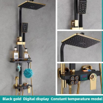 Juodas skaitmeninis ekranas, slėginė du&scaron;o galvutė, namų vonios termostatinis lietaus du&scaron;as, mygtukinis du&scaron;o galvutės komplektas