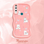 Dažytas ra&scaron;tas Big Wave Edge Mink&scaron;ta silikoninė medžiaga Macaron telefono dėklas, atsparus smūgiams, apsauginis guminis dėklas, skirtas iPhone Huawei Honor Infinix Tecno Huawei Y9 2019 balta