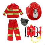 Vaikų ugniagesio kostiumas Apsirengimo drabužiai &scaron;ventinei veiklai helmet red