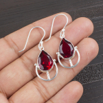 Rožinės rubelito brangakmenių papuo&scaron;alai, 925 prabos sidabro auskarai, rankų darbo žavingi auskarai, bohemi&scaron;ki rubelito auskarai dovanai močiutei Pink raudona