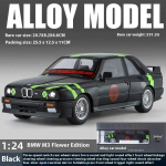Nauja 1:24 BMW M3 lydinio liejimo automobilio modelio garsas ir &scaron;viesa patalpų kolekcija Pomėgių apdaila Retro modeliavimo automobilio modelis Madingi žaidimo papuo&scaron;alai berniukams Dovana juoda
