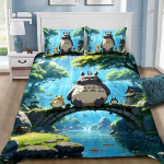 Anime antklodės užvalkalas, pagalvės užvalkalas, patalynės komplektas T-TotoroS Kawaii suaugusiems berniukams, mergaitėms, miegamojo dekoravimas, vaikams, viengulis, dvigulis, didelis dydis 155x220cm&set