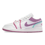 Air Jordan 1 Low SE GS Megztos Vaikų Sportbačiai Balti Rush-Pink Washed-Teal DM9037-100 37.5