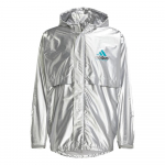 Adidas Equipment Metalo spalvos vėjo striukė Laisvalaikio mada Universalus paprastas paltas Vyri&scaron;ki vir&scaron;utiniai drabužiai Metalo sidabro JN4526 M