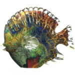 Daugiaspalvė dėmėtoji atogrąžų žuvis Subtilus stiklo skulptūra Prabangus namų dekoravimas Stiklinė žuvis Prabangus kambarys Namų dekoravimo amatai mėlyna