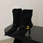 Madingi Rudens Mados Auk&scaron;tos Kokybės Smailianosiai Vintažiniai Ankle Boots Moterims &Scaron;ilti Raitelių Užsimaunami Seksualūs Ploni Auk&scaron;takulniai &Scaron;ventiniai Batai 898 35 juoda