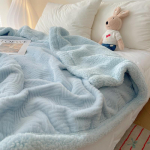 Jacquard rabbit plush lambskin blanket solid color warm casual blanket skin-friendly lunch break single blanket 150x200cm juoda