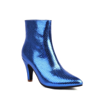 FOREADA Moteri&scaron;ki Ankle Boots Smailus Pir&scaron;tas Storas Auk&scaron;tas Kulnas Užtrauktukas Trumpi Batai Moteri&scaron;ki Madingi Batai Ruduo Žiema Aukso Sidabro Žalia 40 blue