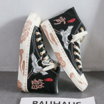 Yunhe Jiuxiao Drobės Batai Vyri&scaron;ki Auk&scaron;takulniai Korėjieti&scaron;ko Stiliaus Nauji Universalūs Grafičiai Laisvalaikio Juodi Sportbačiai Vyri&scaron;ki Batai 44