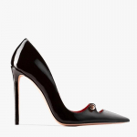 Madingi Nauji Smailūs Metaliniai Sagtys Moteri&scaron;ki Auk&scaron;takulniai Batai Europos Amerikos Mados Podiumo Stiliai Raudoni Juodi Plieninio Vamzdžio &Scaron;okio Viengubos Basutės 35