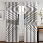 Modernūs geometrinio apskritimo užuolaidų juodos ir baltos spalvos langų užuolaidos 2 panelės Abstrakčios svetainės miegamojo namų dekoracijos 50W130H(CM)X2PCS&Rod Pocket