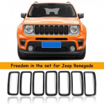 7x Black Front Grille Grill ert Bezel Ring Decor Cover for Jeep Renegade 19+