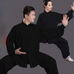 Kung Fu uniforma Tradiciniai kinų drabužiai ilgomis rankovėmis Wushu TaiChi Vyri&scaron;ki Kung Fu uniformos kostiumai Uniformos Tai Chi mank&scaron;tos drabužiai M juoda
