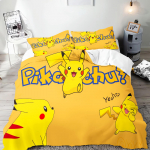 Pok&eacute;mon Anime antklodės užvalkalų komplektas Comforte Spausdintas Animacinis Dvigulės lovos patalynės komplektai Kalėdinės dovanos 3 dalių AU Single(140*210cm)3pcs