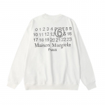 MM6 Maison Margiela Europos Ni&scaron;inis Madingas Laisvas Medvilninis Frotinis Džemperis su Logotipu Small balta