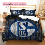 FC Schalke 04 Ra&scaron;tuotas patalynės komplektas su antklode Namų dekoracija Dovana (1 * antklodės užvalkalas + 2 * pagalvės užvalkalai be &scaron;erdies) 135x200cm