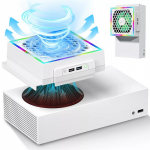 Led au&scaron;inimo ventiliatoriaus atmosferos ap&scaron;vietimas, 3 pavaros, reguliuojamas 5 V 2,4 A konsolės ventiliatorius 7 ap&scaron;vietimo režimai Žaidimų priedai, skirti Xbox Series S balta