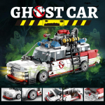 Kūrybi&scaron;kas Ghostbusters ECTO-1 Transporto priemonės Techniniai Statybiniai Blokiniai Lenktyninio Automobilio Modelio Surinkimo Plytelės Žaislai Vaikams Suaugusiųjų Dovanos nobox balta