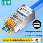 Shanze Cat5e Shielded Pass-Through RJ45 Jungtys (100 vnt)