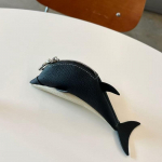 26 Naujas Tikros Odos Delfino Monetinė Raktų Pakabukas Pakabukas Mielas Madingas Ausinių Lūpdažo Laikymo Mai&scaron;elis Kabantis Papuo&scaron;alas 17.5cm juoda