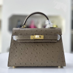 Pirmos ir antros kartos rankinės su stručio ra&scaron;tu (H03-22KL) 19x5.5x12cm