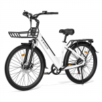 E-Bycco V1 Elektrinis dviratis 250W Variklis 36V15.6AH Nuimama Baterija Suaugusiems Kelionėms 28 colių Padanga Maksimalus Greitis 50KM/H E dviratis Su Krep&scaron;iu WHITE 250W 36V15.6AH