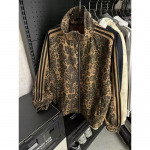 Unisex leopardų ra&scaron;to oversized gobtuvų komplektas Laisvas stovimos apykaklės su užtrauktuku džemperis Medvilninis ilgomis rankovėmis Ruduo Žiema XXL vercafe spalva