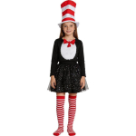 Raudonos ir baltos dryžuoto katės Cosplay kostiumas TheCat in the Hat Cosplay kostiumas Katė skrybėlyje 110 black