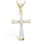 Les Tr&eacute;sors De Lily [L1786] - Pendentif Plaqu&eacute; Or 'Croix ' blanc dor&eacute; - 25x13 mm