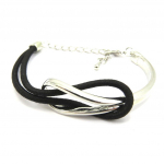 Les Tr&eacute;sors De Lily [L6058] - Bracelet cr&eacute;ateur 'Chor&eacute;graphie' noir argent&eacute; - 45x30x13 mm juoda