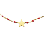 Les Tr&eacute;sors De Lily [R0208] - Collier cr&eacute;ateur acier 'Une Etoile est N&eacute;e' rouge dor&eacute; - 10x10 mm raudona