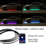Automobilio važiuoklės lankstūs juostiniai žibintai Auto RGB ap&scaron;vietimas dekoratyvinis atmosferos žibintas Automobilių apatinis ap&scaron;vietimas 90cm 120cm App