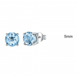 Umcho Emerald Topaz Gemstone S925 Sterling Sidabriniai auskarai 5mm dangaus mėlyna spalva