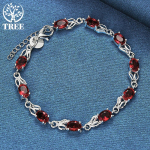 925 Sterling Silver Charm Red AAA cirkonio apyrankės papuo&scaron;alai 20cm