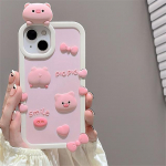 Ins Korea mielas 3D animacinių filmų Pig Pink silikoninis telefono dėklas, skirtas iPhone 13 12 11 Pro Max Lovely Bowknot apsauginis mink&scaron;tas galinis dangtelis For iPhone 11