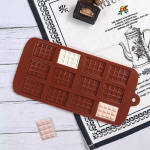 12 Cell Cavity Mini &scaron;okoladinis batonėlis Candy Profesionalus silikono formos dekoro tortas 21.2*10.6*1.3cm &scaron;okoladas