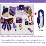 Žaidimas Genshin Impact Raiden Shogun Cosplay Kostiumas Baal Perukas Cosplay Kostiumas Seksualus moteri&scaron;kas Kimono Suknelė Uniforma Vakarėlis RolePlay M-costume and wig