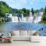 Krioklys, tekantis vanduo, didelė tapetai Modernus svetainės dekoras TV fono tapetai 3D kra&scaron;tovaizdžio freska 300 cm(W) x 200 cm(H)