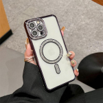 Prabangus deimantų apvadu magnetinis belaidžio įkrovimo dėklas, skirtas iPhone 15 14 13 12 11 Pro Max Viskas įskaičiuota apsauga nuo kritimo iPhone 15 Pro Max juoda
